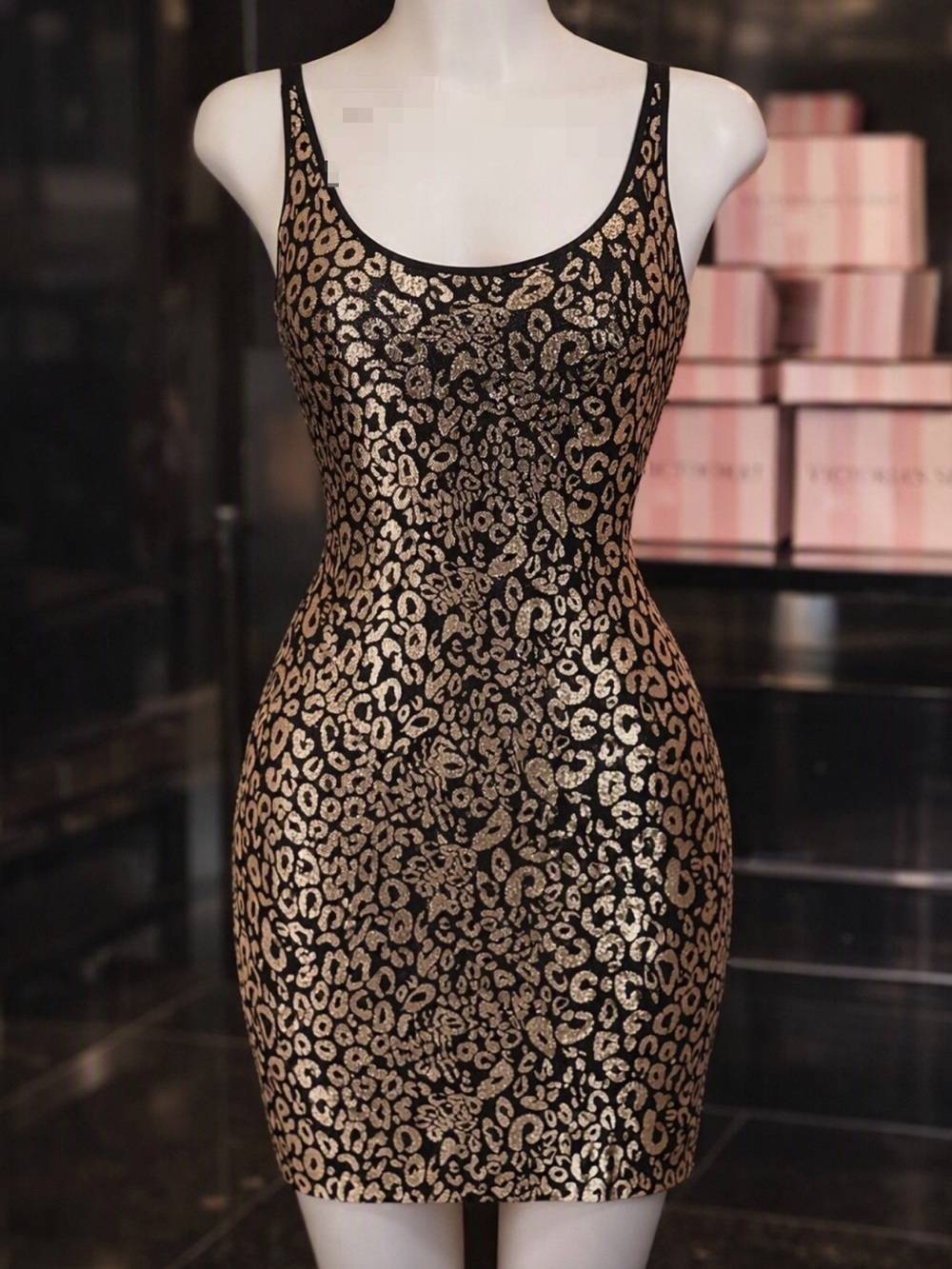 Gold Sequin Cheetah Print Dress